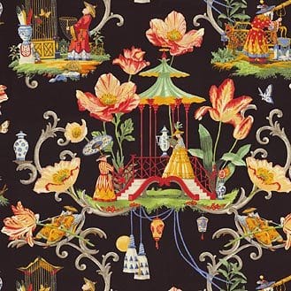 Harrison Howard East Of The Moon Night oriental design cotton print fabric