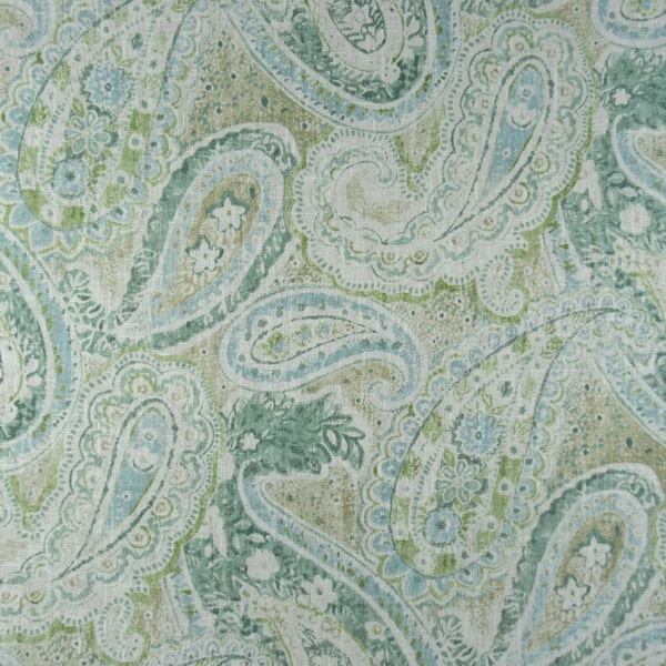 Richloom Fabrics Stanton Mineral | Aqua Paisley Linen Print Fabric ...