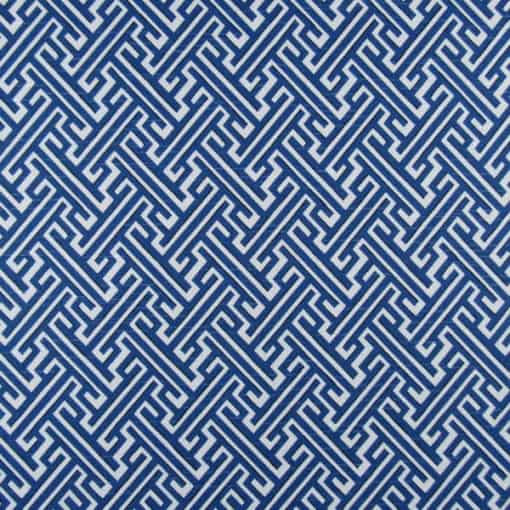 Lacefield Designs Trellis Cobalt blue and white Greek key cotton print fabric