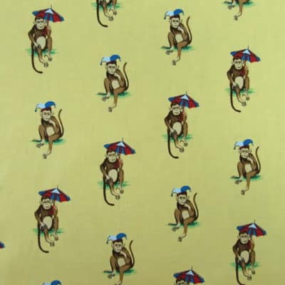 Duralee Suburban Monkey Jester Yellow Print Fabric