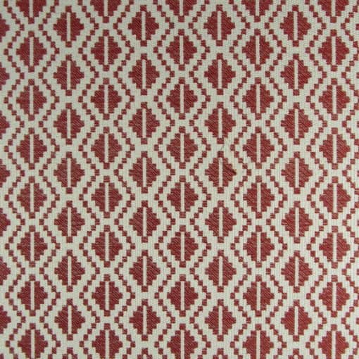 Diamond Step Red Discount Upholstery Fabric