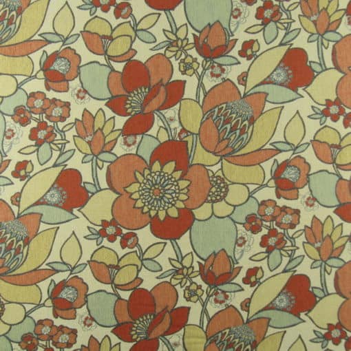 Bodenham Apricot Retro Floral Fabric