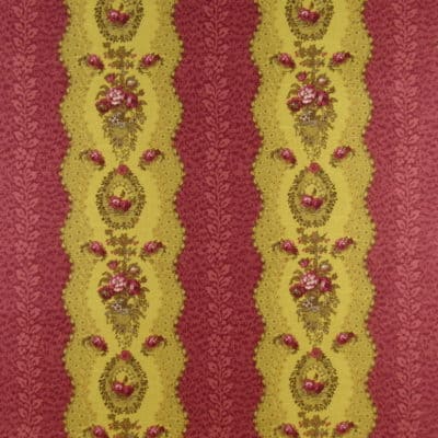 Covington Festival Raspberry Gold Cotton Print Fabric