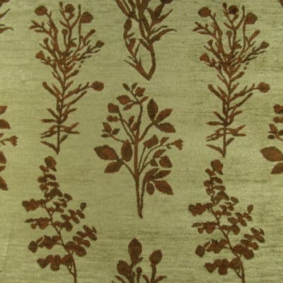 Folsom Mahogany Botanical Chenille Fabric