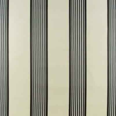 Derby Stripe Charcoal Ecru Cotton Fabric