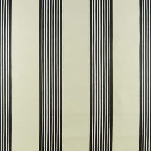 Derby Stripe Charcoal Ecru Cotton Fabric