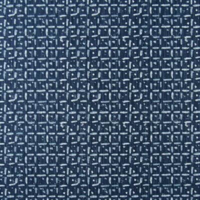 Lacefield Designs Diaz Azure with navy blue and white batik design printed on cotton linen fabric.