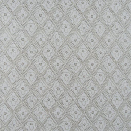 Lacefield Designs Reeva Gresso beige and off white diamond geometric printed on cotton blend fabric for upholstery, drapery, pillows, cushions.