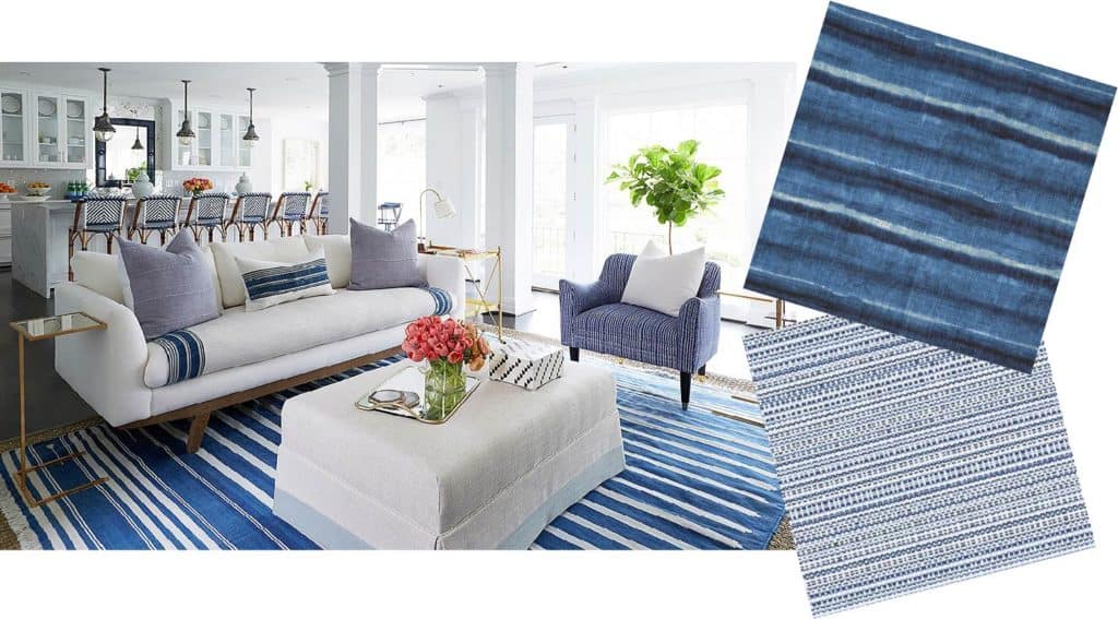 blue and white fabric stripes