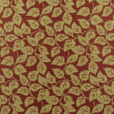Crypton Red Gold Leaf Upholstery Fabric