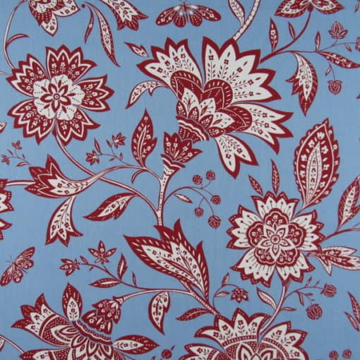 Duralee Red Blue Floral Cotton Fabric