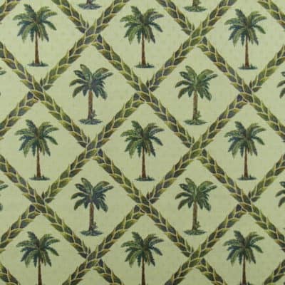 Trellis Palm Pale Yellow Tropical Fabric