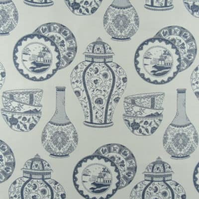 Asian Vase Slate Blue Fabric