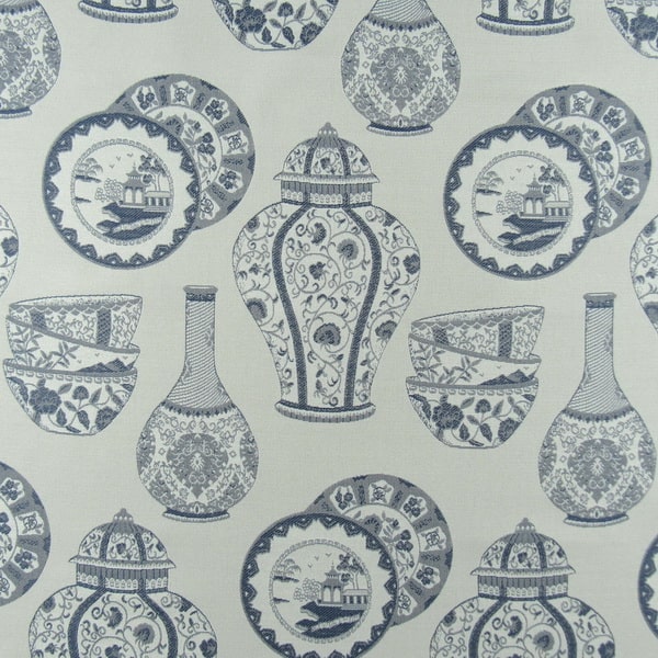 Asian Vase Slate Blue | On Sale | 1502 Fabrics