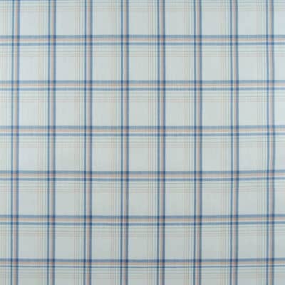 Peach Blue White Plaid Fabric