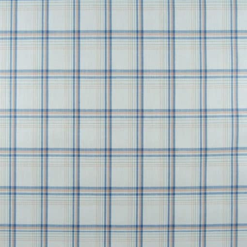 Peach Blue White Plaid Fabric