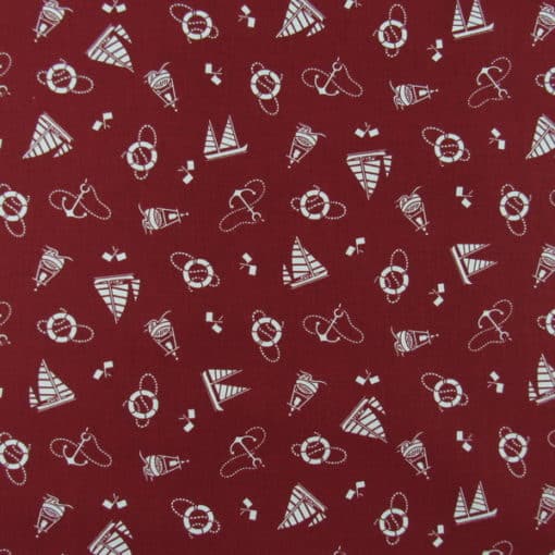 Waverly Anchors Away Crimson Fabric