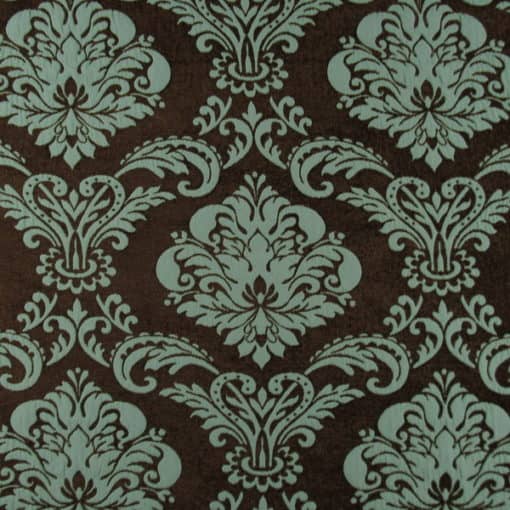 Louis Damask Aqua Chocolate Fabric