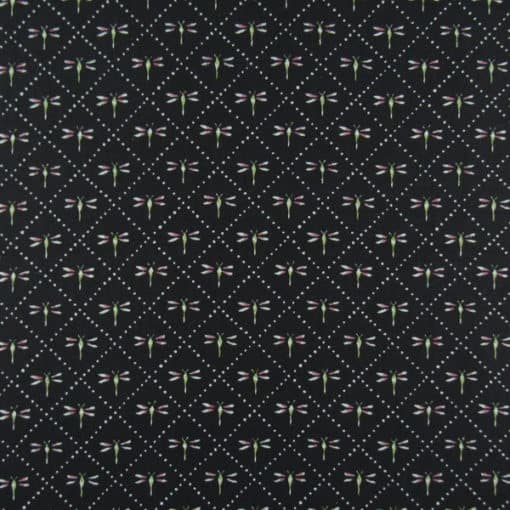 PKaufmann Ciao Velvet Black Dragonfly Fabric