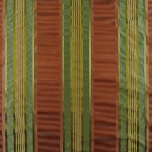 Rust Green Silk Stripe Fabric