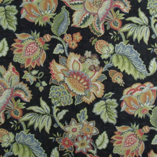 Covington Fabrics Tremezzo 99 Onyx black floral cotton print fabric