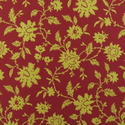 Cottage Floral Red Gold Fabric