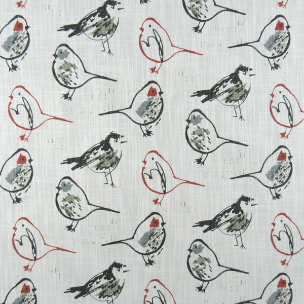Bird Toile Scarlet Cotton Fabric