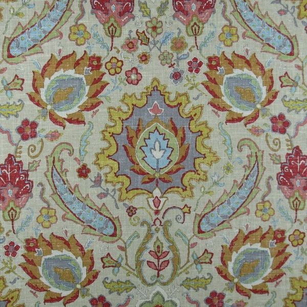Becca Fiesta Floral Linen Drapery Fabric Upholstery Fabric by the yard