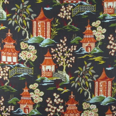 Covington Fabrics Shoji 984 Lacquer Pagoda Print Fabric