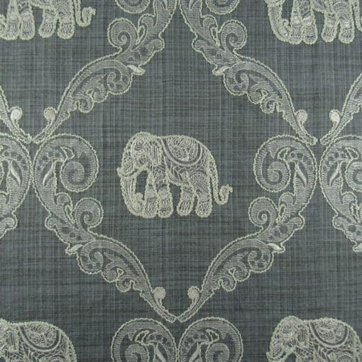 PKaufmann Fabrics Elephant Embroidery Gray Fabric