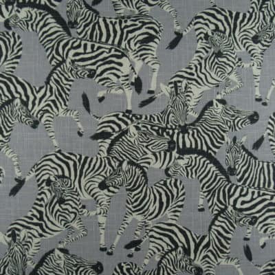 Waverly Fabrics Herd Together Gray Zebra print fabric