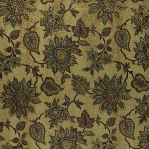 Lauren Autumn Gold Floral chenille upholstery fabric
