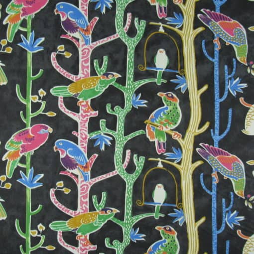 Birdhouse Chatter Licorice cotton print fabric