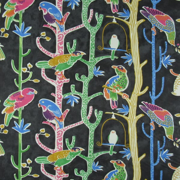 Waverly Fabric Floral Birds Teal Blue Rust Green Beige Brown Decorating Drapery 