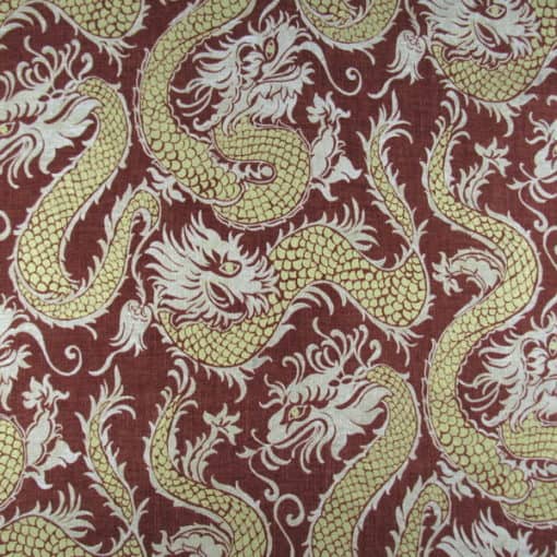 Waverly Fabrics Good Fortune Jewel dragon print fabric