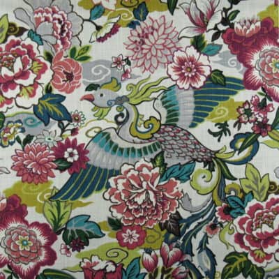 PKaufmann Fabrics Lushan Garden Whimsical asian bird floral fabric