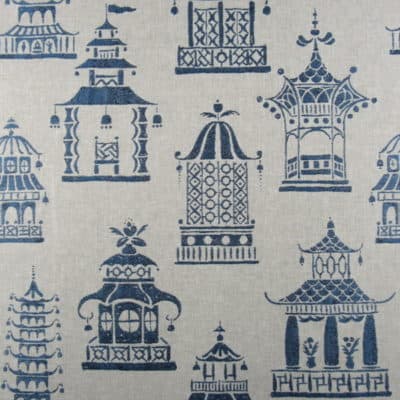 PKaufmann Shinto Midnight blue asian pagoda fabric