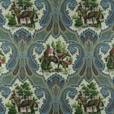 PKaufmann Fabrics Woodgate Royal horse cotton print fabric