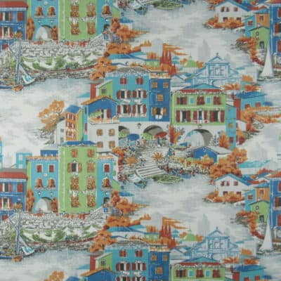 Roth Fabrics Venice Aqua cotton print fabric