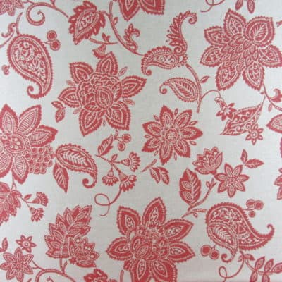 Covington Outdoor Dominica Rose Red floral outdoor fabric in coral
