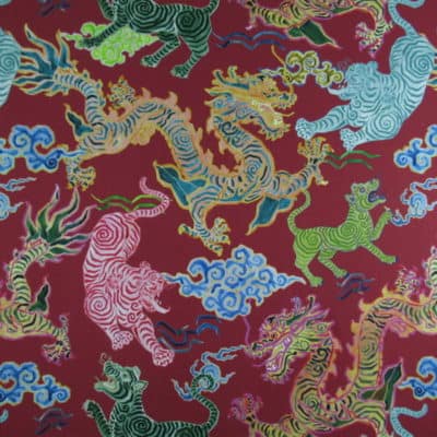 Hamilton Fabrics Himalaya Coral cotton print fabric
