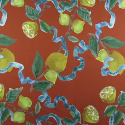 Hamilton Fabrics Citrina Coral lemon cotton print fabric
