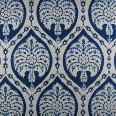 Vervain Francetti Indigo blue damask print fabric
