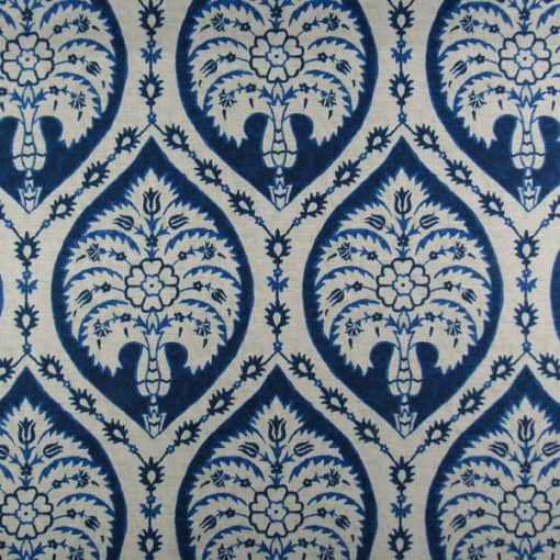 Vervain Francetti Indigo blue damask print fabric