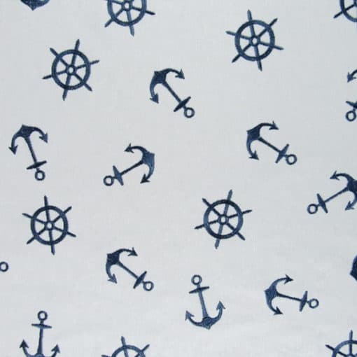 Regal Fabrics Anchors Blue Embroidery fabric