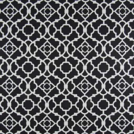 Waverly Fabrics Lovely Lattice Caviar black off white geometric cotton print fabric