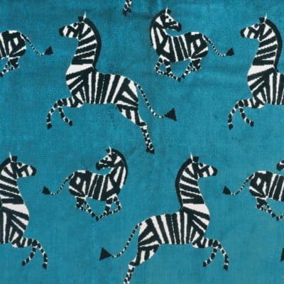Regal Fabrics Farlowe Teal Zebra Velvet