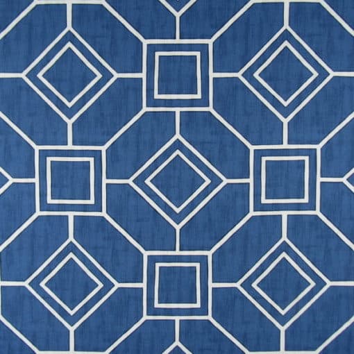 Belle Maison Perry Harbor blue geometric cotton print fabric