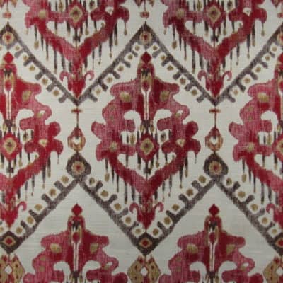 Mill Creek Fabrics Tarascan Red ikat jacquard upholstery fabric