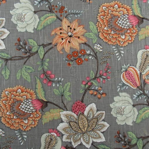 Berkin Floral Taupe cotton print fabric